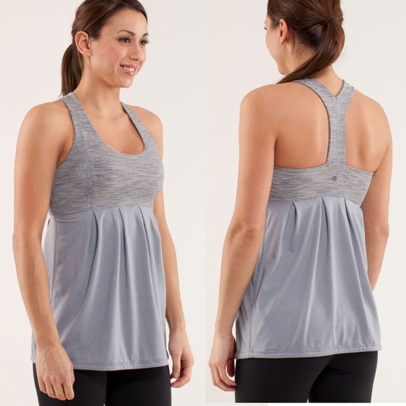 Lululemon Power Dance Women's 4 Loose Draped Gray Sports Bra Tank - Picture 1 of 16